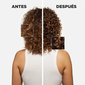 Antes y después de aplicar Serum Filler Fondamental de Kérastase Premiere